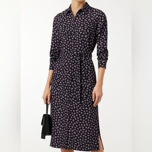 NWT-EQUIPMENT Rosalee Midi Shirt Dress Size M Silk Blend Belted Long Sleeve